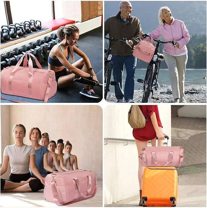 MABROUC Duffle Bag For Women, Sports Duffel Bag for Gym with Wet Pocket & Shoe Compartment, Overnight Weekender Travel Bag