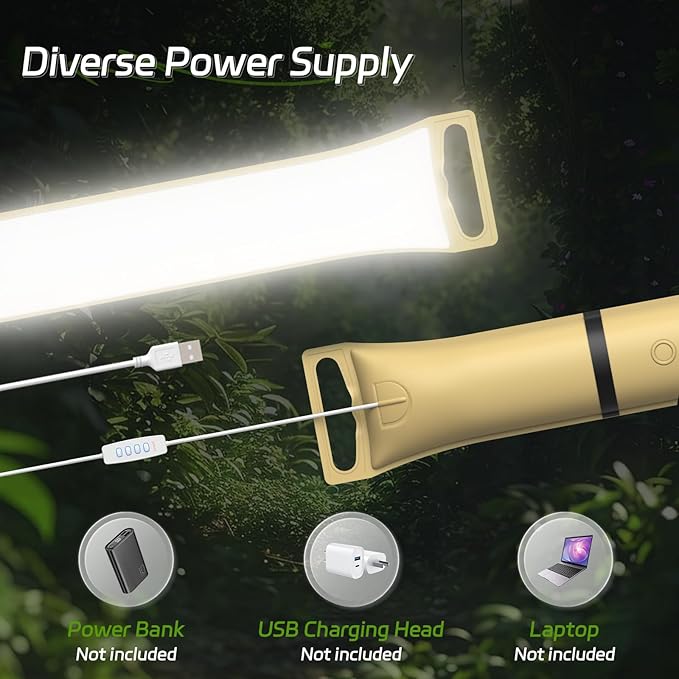 SELORSS Portable Inflatable Folding Outdoor Camping Light, IP66 Waterproof Standard with USB Plug for Camping, Hiking, Traveling and Other Outdoor environments.(Khaki Two-Piece)