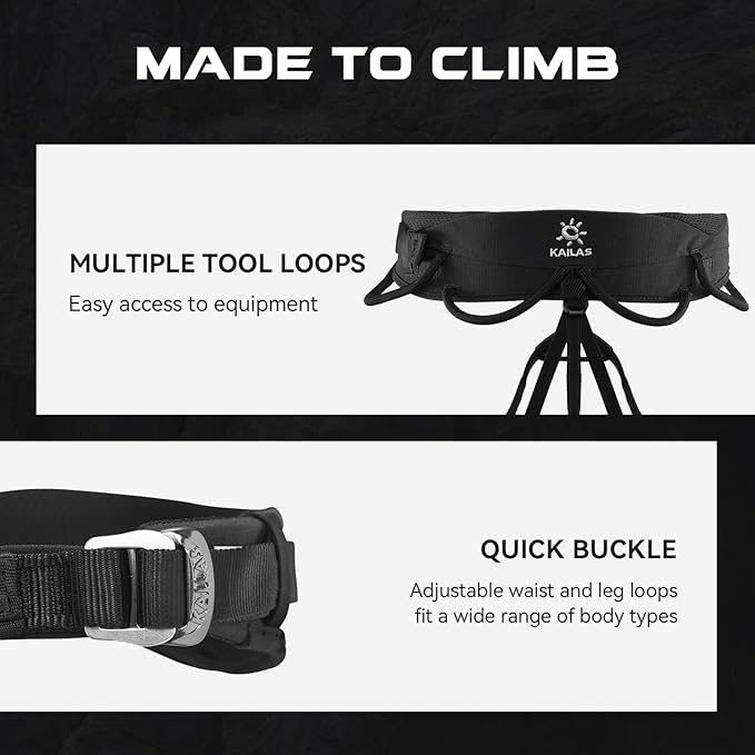 KAILAS B4 Rocking Climbing Harness Adjustable Roofing Harness Rescue Safety Harness Tree Climbing Harness Spikes