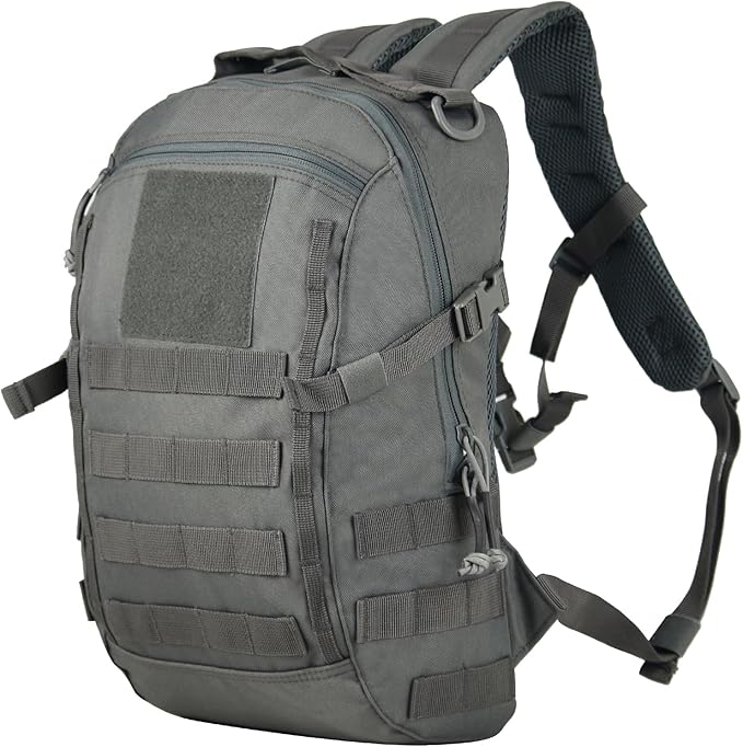 Small Tactical Backpack Military Daypack 12L Molle Bag Rucksack Army Daypack for Outdoor,Hiking,Camping,Travel (Grey)