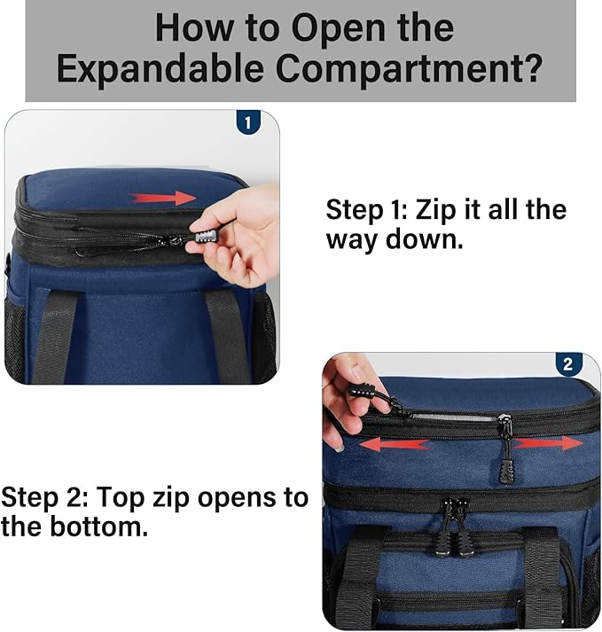 Expandable Tactical Lunch Box, Large Insulated Lunch Cooler Bag Heavy Duty Leakproof Lunch Pail for Men Adults Work Office Outdoor Picnic Trips,16L,Blue
