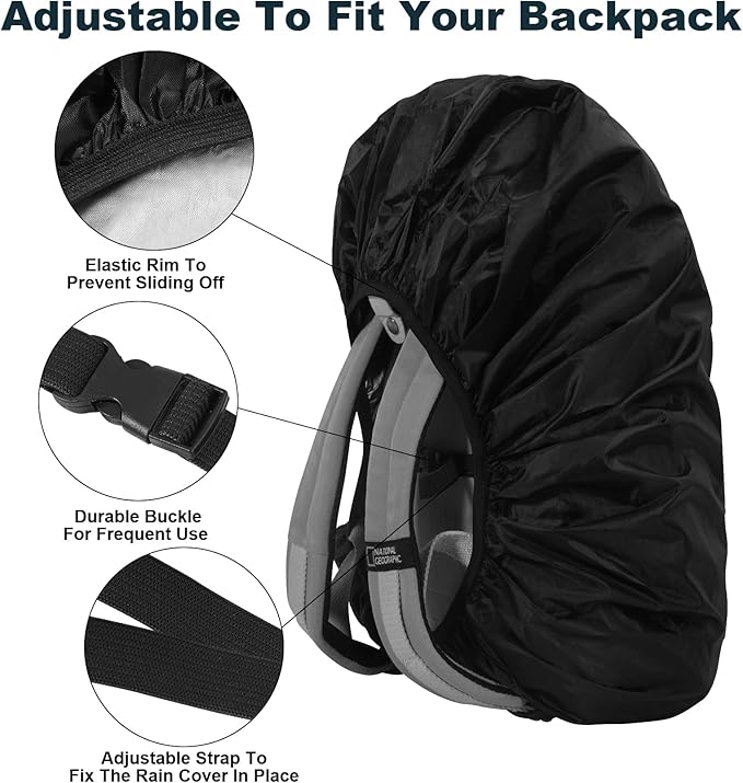 LAMA 2 Pack Waterproof Rain Cover for Backpack, Reflective Rucksack Rain Cover for Anti-dust/Anti-Theft/Bicycling/Hiking/Camping/Traveling/Outdoor Activities (Black, XL)