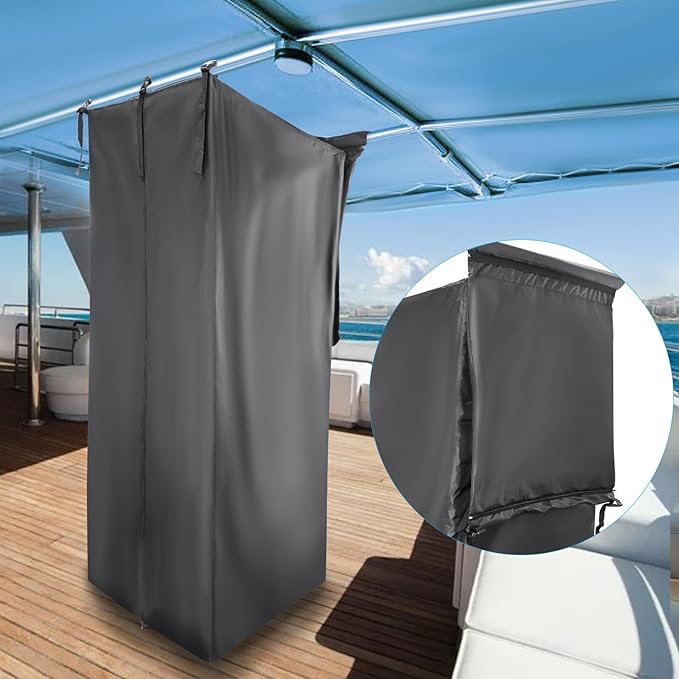 Pontoon Boat Privacy Tent Boats Curtain with Storage Bag Waterproof Portable Adjustable Hanging Changing Install Under Bimini Top 72" H 30" L 27" W