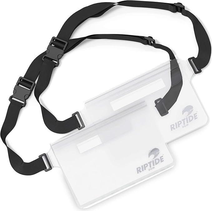Waterproof Fanny Pack Pouch (2 Pack) for Men & Women Dry Bag Water Resistant with Adjustable Waist Strap - Protects Valuables at Water Sports (White)