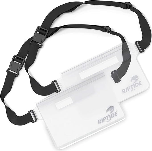 Waterproof Fanny Pack Pouch (2 Pack) for Men & Women Dry Bag Water Resistant with Adjustable Waist Strap - Protects Valuables at Water Sports (White)