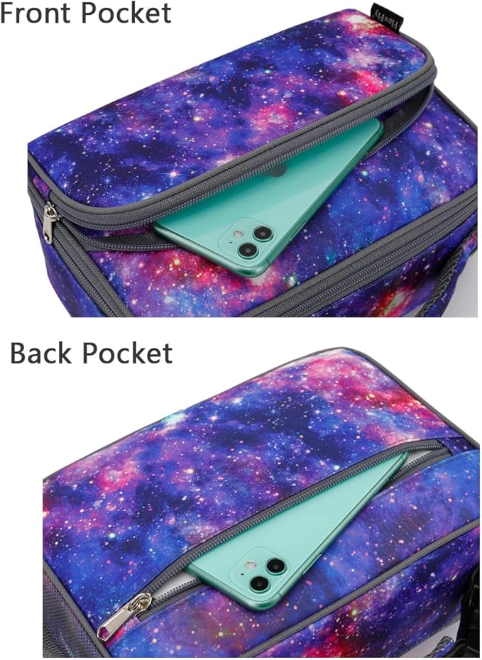 FlowFly Kids Lunch box Insulated Soft Bag Mini Cooler Back to School Thermal Meal Tote Kit for Girls, Boys, Galaxy