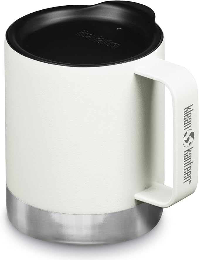 Klean Kanteen Camp Mug - Insulated Travel Mug Made from Stainless Steel - Dishwasher-Safe Coffee Mug - BPA-Free - Matte White, 12 oz