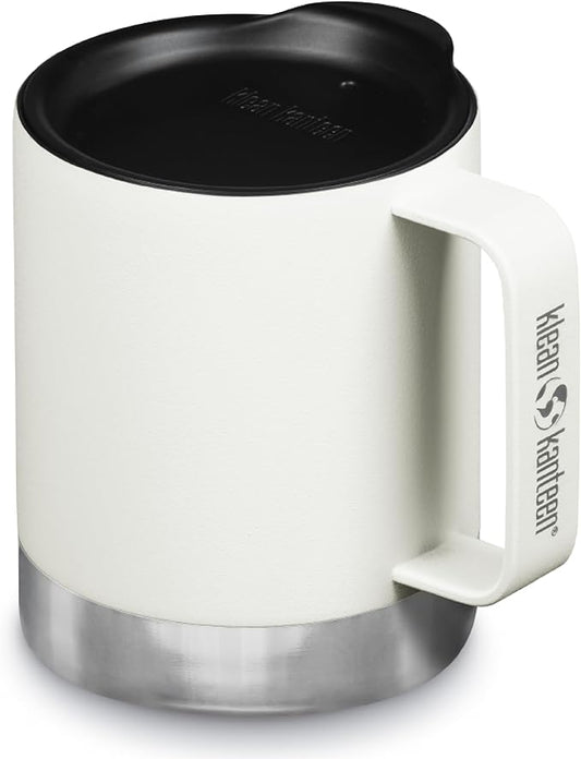 Klean Kanteen Camp Mug - Insulated Travel Mug Made from Stainless Steel - Dishwasher-Safe Coffee Mug - BPA-Free - Matte White, 12 oz