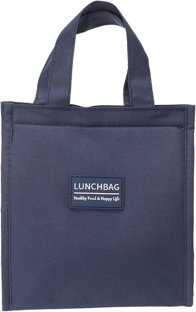 PATIKIL Insulated Lunch Bags, 8"x5"x9" Reusable Bento Bags Thermal Lunch Tote Portable Food Containers Bag for Men and Women, Dark Blue