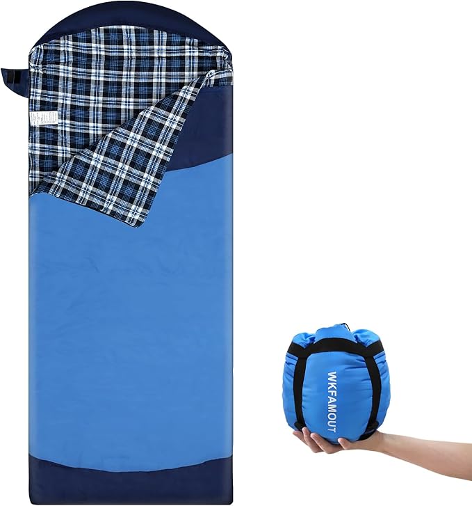 Backpacking Flannel Sleeping Bag Lightweight for Adults Hiking Ultralight Compact Sleeping Bag Portable Warm Weather Summer with Compression Sack