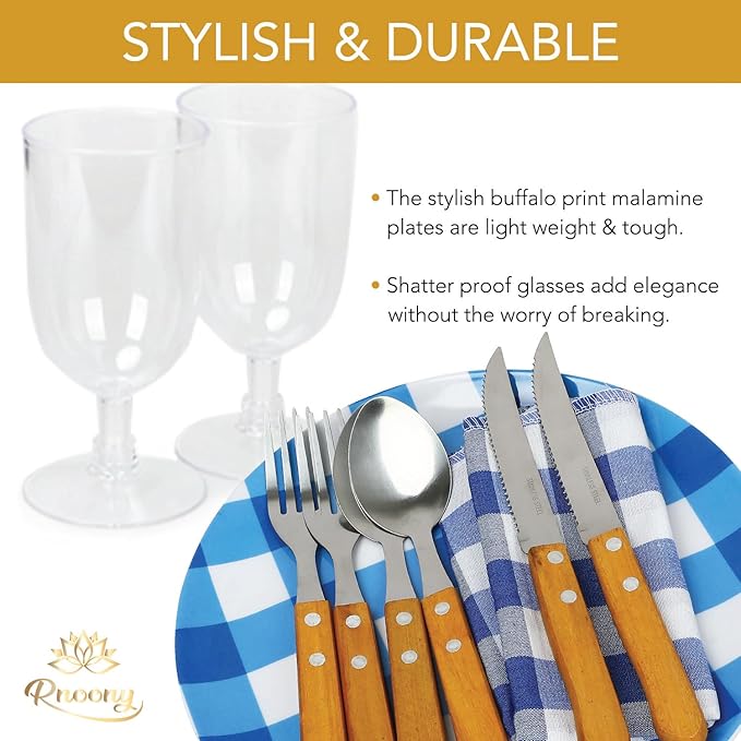 Rnoony Picnic Backpack for Camping, Picnic Basket for with Insulated Cooler Bag and Bottle Pouch,Camping Gifts for Couples with Lightweight Blanket and Cutlery Set for Family, Couple and Hiking