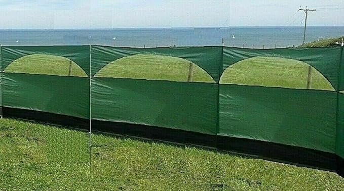 Windbreaker Wind Privacy Screen Camping Blocker 5 Panel Garden Beach Wind Shield 5ft High x 27.4ft Long (1 Forest Green)