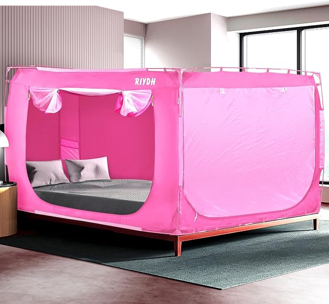 Bed Tent Bed Canopy Queen Size Tents for Adult and Kids- Original Design Portable Dream Tent Indoor Sleeping 80% Blackout with 3 Doors Breathable Big Space Tents