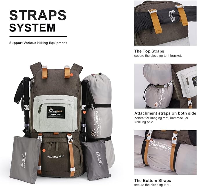 MOUNTAINTOP 40L Hiking Backpack Lightweight Travel Backpack for Men&Women Outdoor Camping Backpacking