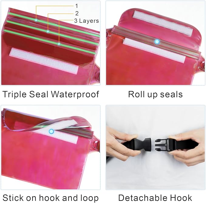 F-color Waterproof Fanny Pack - Waterproof Phone Pouch with Waist Strap - Cruise Essentials 2025 Must Haves Waterproof Pouch Dry Bag Keep Phone Valuables Safe for Beach Kayaking Boating Fishing