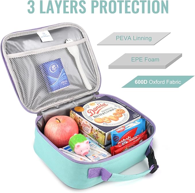 Genteen Lunch Box Kids,Insulated Lunch Bag Kids Boys Girls,Soft Bag Mini Cooler Back to School Thermal Meal Tote Kit Lunch Box for School,Work,Outdoor (Light Green)