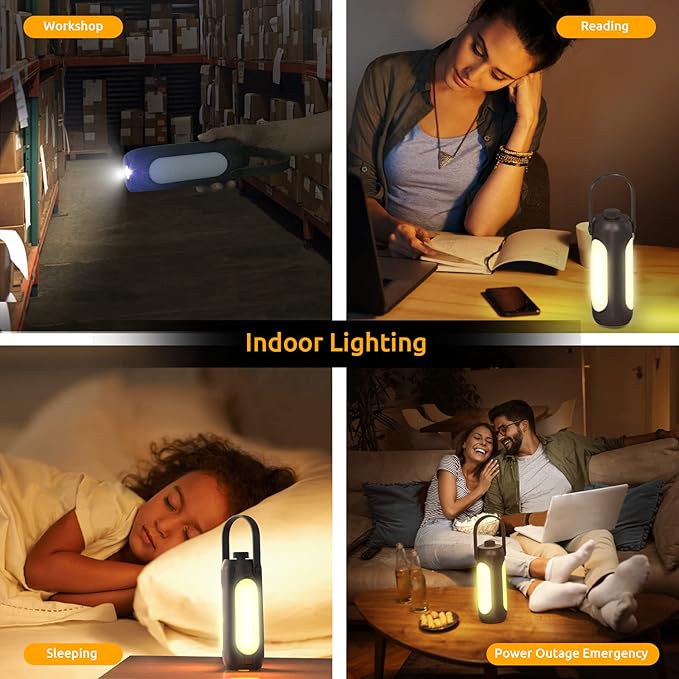 Camping Lantern 720LM with Flashlight Design, 10000mAh Rechargeable LED Camping Lamp, 11H Run Time, Deployable Lampshade Multifunctional Camping Light for Hurricane, Emergency, Travel-Grey