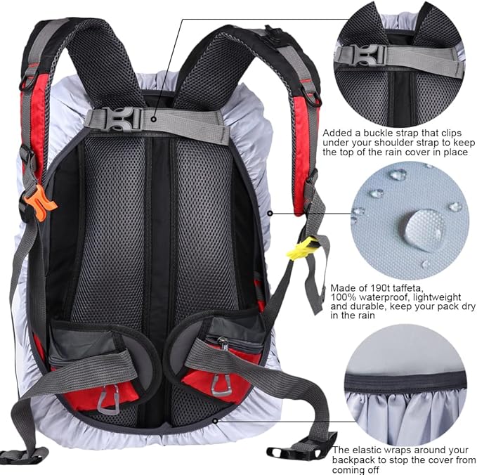 Waterproof Backpack Rain Cover with Anti Slip Buckle Strap for Camping, Hiking, Traveling, Hunting, Biking, 15-80L