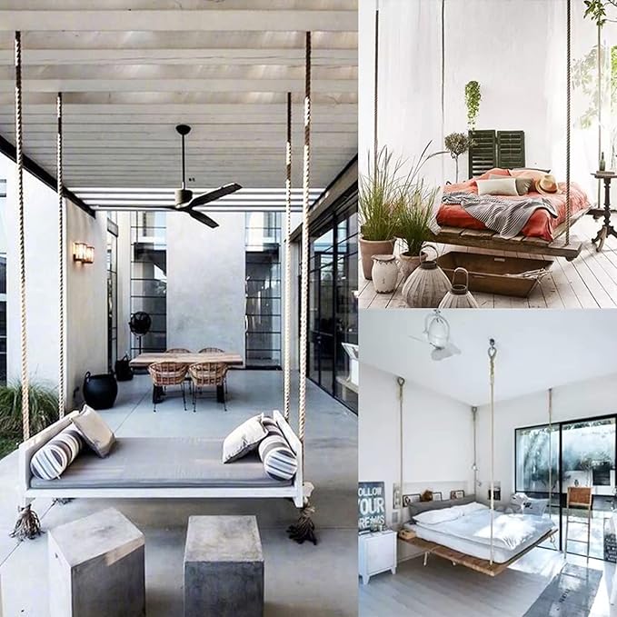 Manila Rope 1.5in x 100ft,Natural Hemp Rope,Thick Large Decorative Hemp Nautical Ropes,Twisted Manila Ropes Great for Gardening,Railings,Hammock Nautical