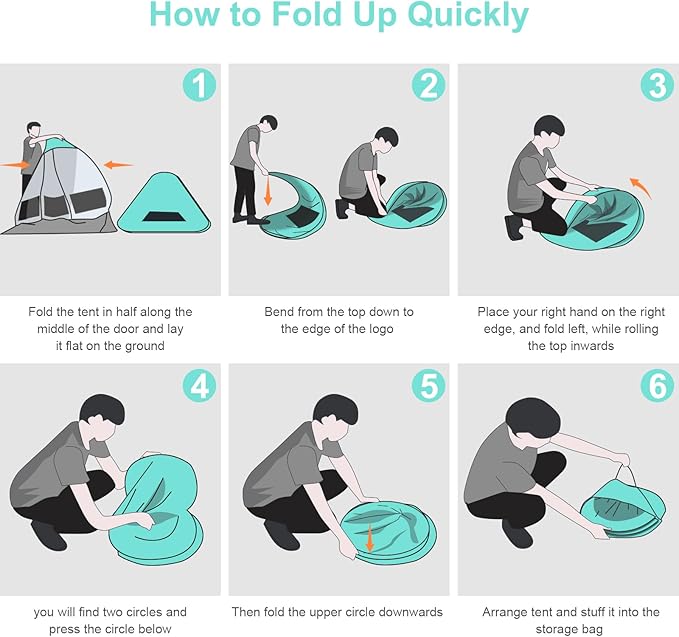 Gorich Easy Pop Up Beach Tent for 3-4 Person, UPF 50+ UV Protection Beach Umbrella Sun Shelter, Portable Lightweight Cool Cabana Shade with Easy Foldable & Instant Setup