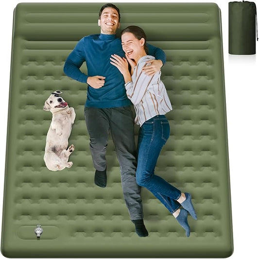 Sleeping Pad 4.7" Extra Thick, Upgraded Reinforced Support Structure with Built-in Foot Pump and Pillows Portable Camping Air Mattress Bed for Tent Backpacking Hiking