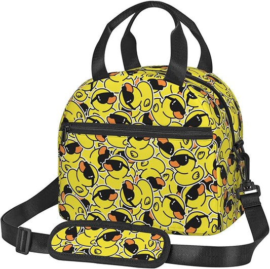 bassyil Duck Insulated Lunch Bag Reusable Lunch Box With Adjustable Shoulder Strap Cooler Tote Bag For Men Women