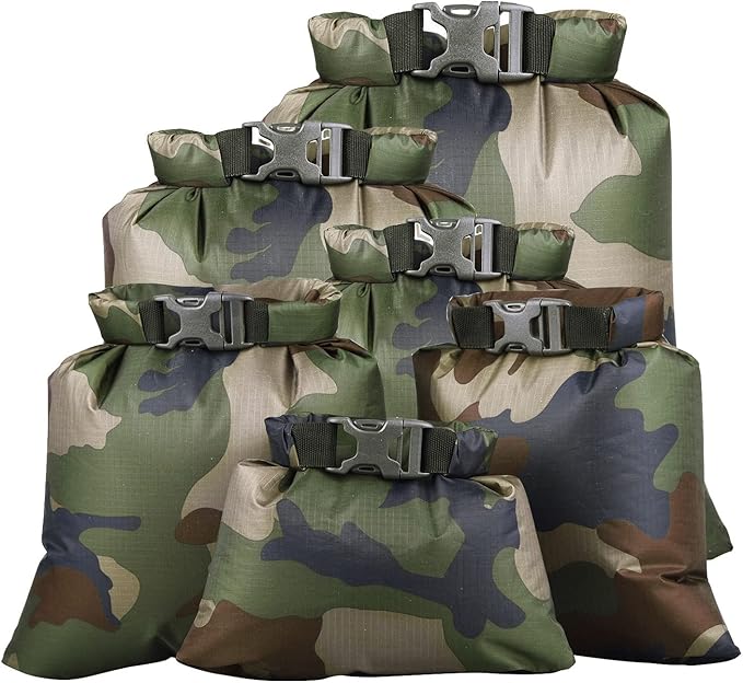 Pimoys 6 Pack Waterproof Dry Sacks, Lightweight Outdoor Dry Bags Ultimate Dry Bags for Kayaking Rafting Camping (8L, 5L, 3.5L, 3L, 2.5L, 1.5L)