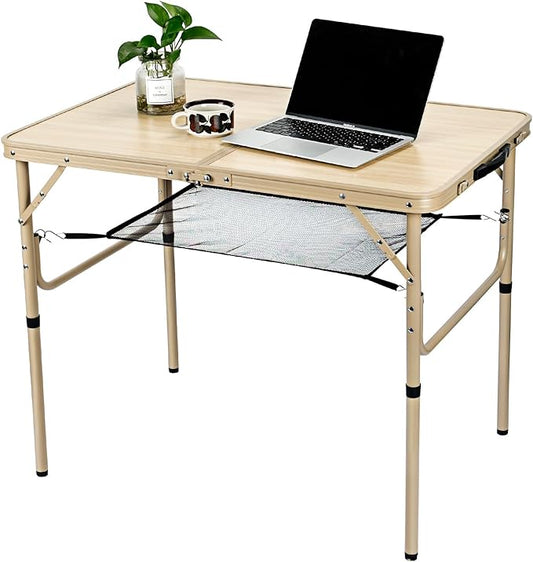 3FT Camping Table 2 Adjustable Height Portable Lightweight Surface Aluminum Fold Up Stand for Picnic,Beach BBQ,Cooking, Outdoor & Indoor