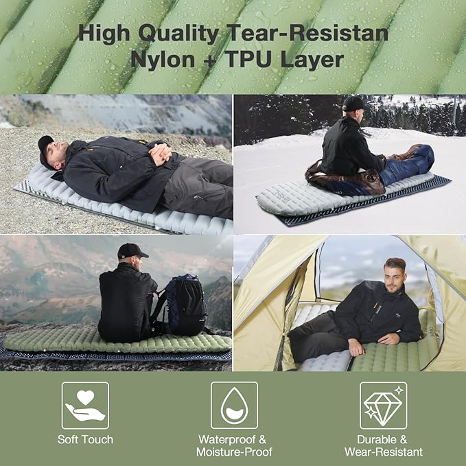 Sleeping Pads for Camping, Ultralight Sleeping Pad Insulated 6.8 R-Value Inflatable Sleeping Pads Compact for Camping Backpacking Hiking Traveling Tent
