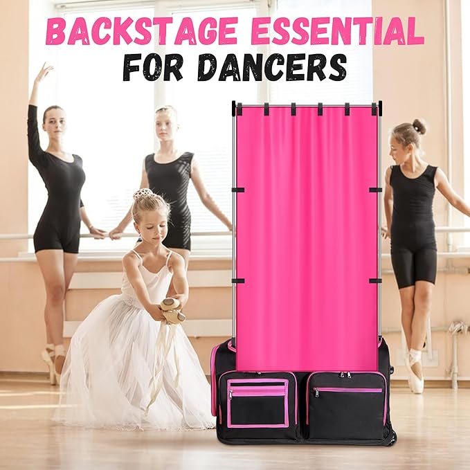 RunNico 59'' x 31.5'' Privacy Curtain for Dance Bag, Portable Dancer Changing Curtain with Storage Bag, Backstage Privacy Changing Room for Training Competition Backstage Outdoor Camping (Red)