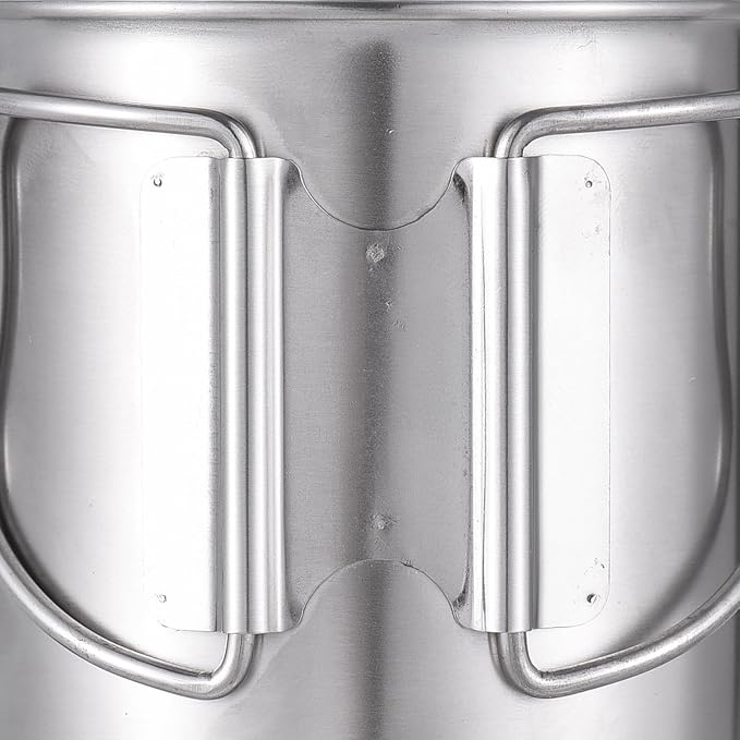 Camping Mug with Coffee Dripper, 6.8oz Stainless Steel Camping Mug Cup with Foldable Handle & Reusable Coffee Filter, Portable Camp Cookware for Outdoor Backpacking