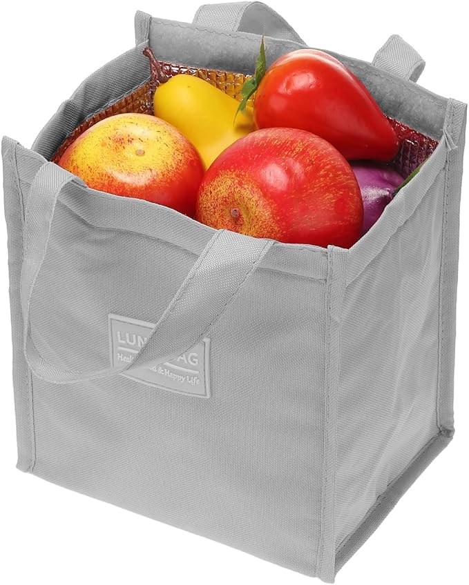 PATIKIL Insulated Lunch Bags, 8"x5"x9" Reusable Bento Bags Thermal Lunch Tote Portable Food Containers Bag for Men and Women, Grey