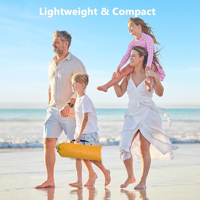 NXONE Beach Tent Sun Shade Shelter for 4 Person with UV Protection, Extended Floor, 3 Mesh Roll Up Windows & 8.5mm Fiberglass Rods丨Carry Bag Included (Orange White)