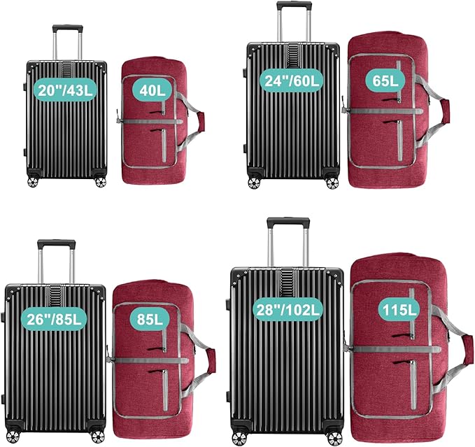 Dimayar 115L Travel Duffle Bag for Men Women - Foldable Duffel Bag with Shoes Compartment - Overnight Bags Waterproof & Tear Resistant(Red)