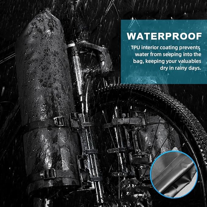 LIXADA 3L/7L Bike Fork Bag - Waterproof Dry Bag, Roll Top Design, Lightweight Bicycle Fork Bag, Portable Cycling Pack for Mountain & Road Bikes, Scooter