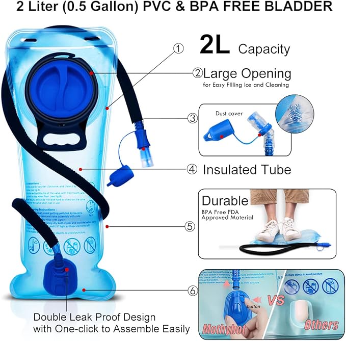 Hydration Backpack Pack, Water Backpack 20L Included 2L Hydration Bladder, Festival Essential - Rave Hydration Pack Hydropack for Hiking, Running, Biking, Festival Gear