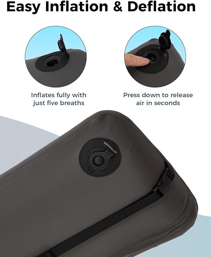 KingCamp Camping Pillow, Ultralight Inflatable Backpacking Memory Foam Air Pillow with Removable Washable Cover & Neck Lumbar Support for Camping Travel Hiking Outdoor, PVC Free (Blue)