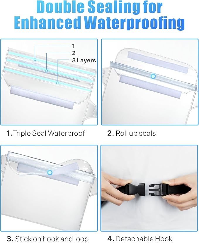 F-color Waterproof Fanny Pack - Waterproof Phone Pouch with Waist Strap - Cruise Essentials 2025 Must Haves Waterproof Pouch Dry Bag Keep Phone Valuables Safe for Beach Kayaking Boating Fishing