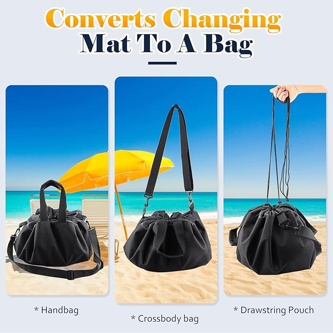 Wetsuit Change Mat, Portable Large Beach Dry Bag Waterproof Changing Mats with Shoulder and Handle Strap for Surfing