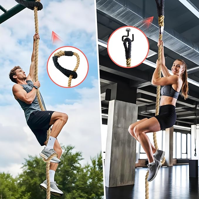 Workout Fitness Climbing Rope 10FT 15FT 20FT 25FT 30FT, 1.5" Diameter Gym Climbing Rope for Strength Training,Exercise Climbing Rope for Adults Outdoor Indoor