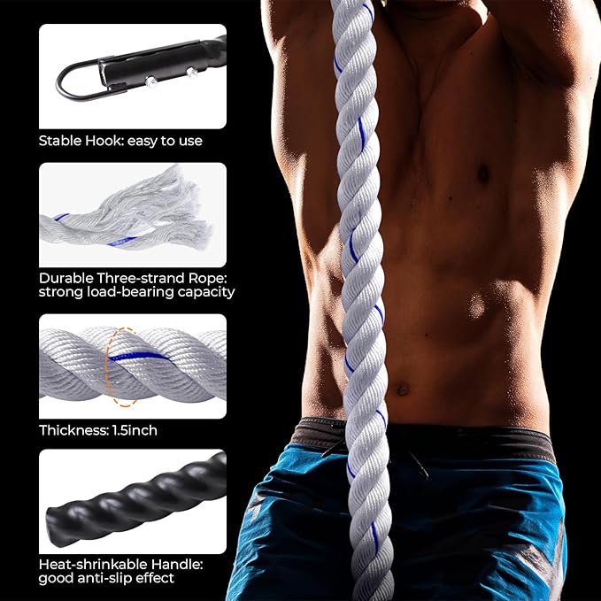 Climbing Rope Gym Climbing Rope for Fitness and Strength Training, Rock Climbing and Home Workouts Adult Climbing Rope Kids Outdoor Climbing Rope or Home Indoor Climbing Rope
