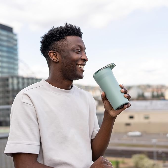 BrüMate Pour Over 20oz Insulated Travel Coffee Mug | 2-in1 Travel Coffee Maker with 100% Leak Proof Lid | Insulated Coffee Tumbler | Travel & Camping | Comes with Filter Dripper (Dune)