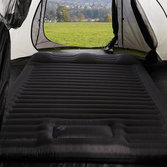 TOBTOS Double Sleeping Pad for Camping, Extra Thick 6" Camping Mattress 2 Person with Pillow Built-in Foot Pump, Inflatable Sleeping Mat for Backpacking, Hiking, Traveling (Dark Grey)