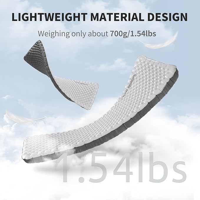 Naturehike 20oz Ultralight Sleeping Pad with Sidewalls, Insulated Inflatable Sleeping Pad 6.5R, Lightweight Sleeping Mat for Camping, Hiking, Backpacking, 10cm Thickened