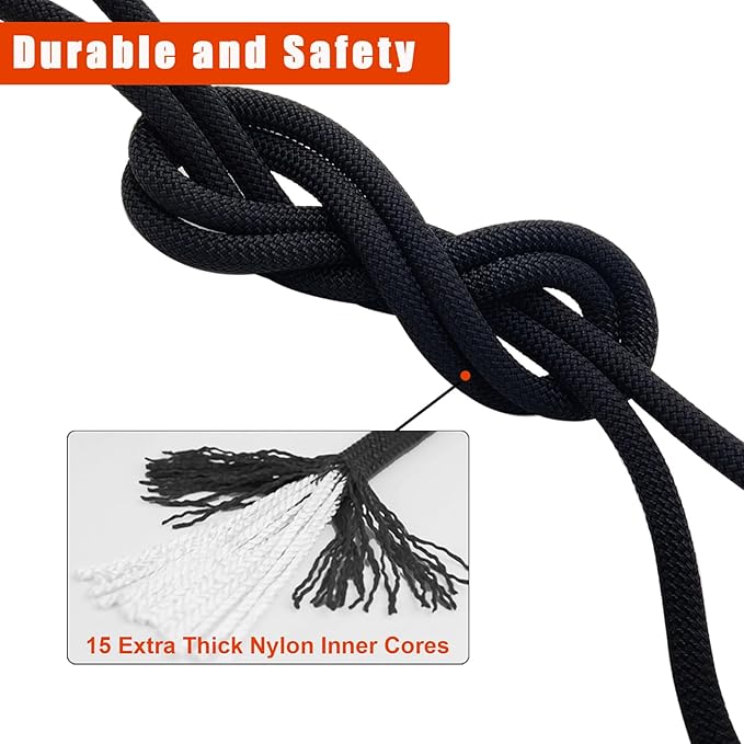 Ritafc Static Climbe Rope Rappelling Ropes 150FT(46M) UIAA Static Line Nylon Kern Mantle Rope for Mountain Tree Climbe, Hauling, Rescue