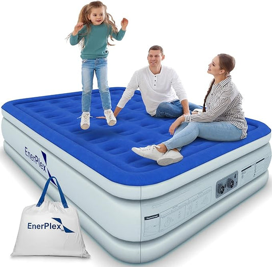 EnerPlex Air Mattress with Built in Pump - Self-Inflating Blow Up Mattress with Neck Support - Inflatable Air Bed for Portable Travel & Home Use