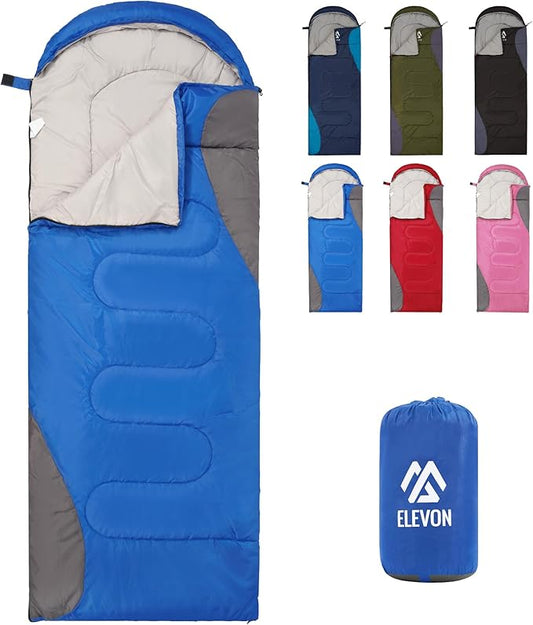 Sleeping Bag for Adults Teens Kids Cold Warm Weather, Portable Waterproof & Lightweight, Compact with Compression Sack, for 3-4 Seasons Camping, Backpacking, Hiking, Travel, Indoors Outdoors
