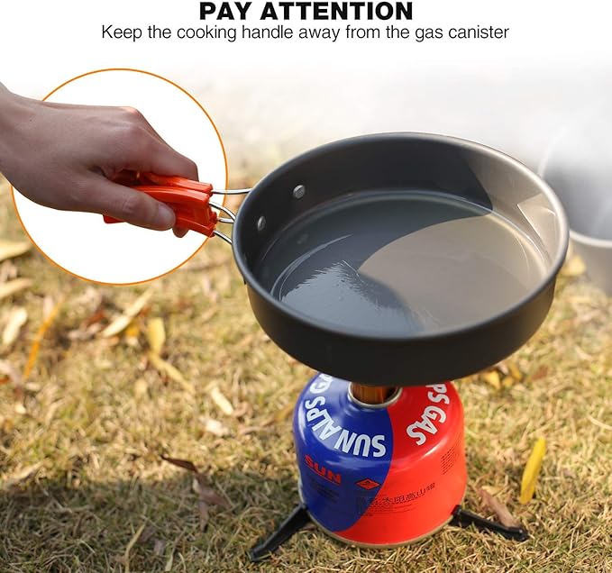 REDCAMP 12/14/15/19 PCS Camping Cookware Mess Kit Camping Gear Campfire Utensils Lightweight Stackable Pot Pan Bowls Soup Spoon with Storage Bag for Camping, Backpacking, Outdoor Cooking, Picnic