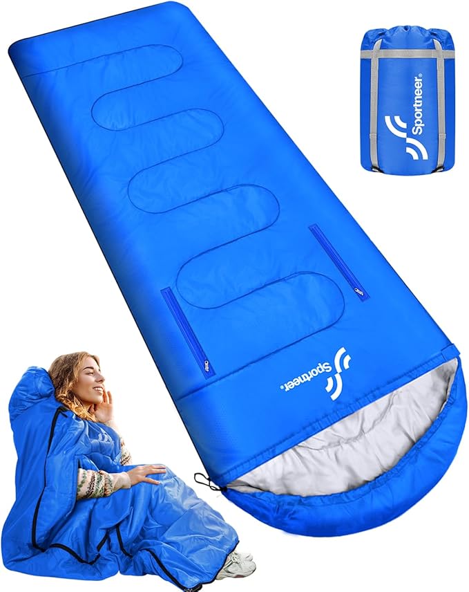 Sportneer Sleeping Bag - Wearable for Adults & Kids with Arm Zipper Holes in Cold & Warm Weather, Waterproof Portable Sleeping Bag for Camping, Hiking, Backpacking, Outdoor Travel