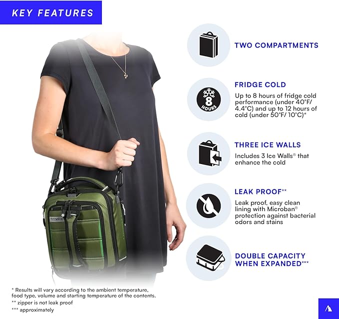 Titan High Performance Fridge Cold Expandable Insulated Lunch Pack - Olive Green